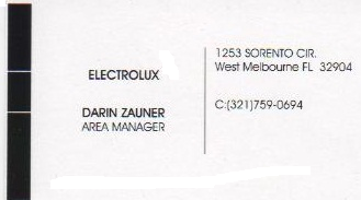 Electrolux Darin Sauner 321-759-0694